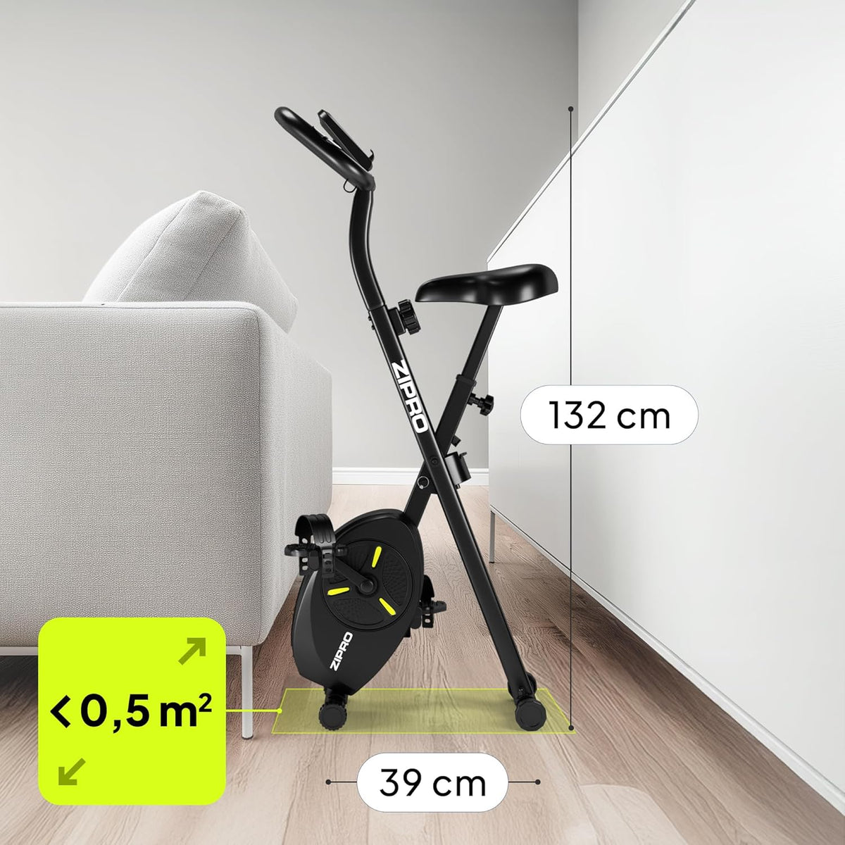 Hometrainer – Fitnessfiets – Fietstrainer – Stationaire Fiets – Opvouwbare Bike – Compact – 8 Weerstandsniveaus – Stil Magnetisch Systeem