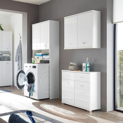 Badkamerkast – Wandkast – Opbergkast – Hangkast – Badkamermeubel – Wit Hoogglans – Ruime Opbergruimte – Compact 76x71x23 cm