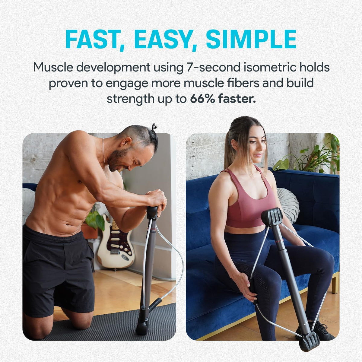 Bullworker Bow Classic - full-body training - portable isometric training device for home, for quick strength training results: Chest, back, arms and abs training machine. - QUORE