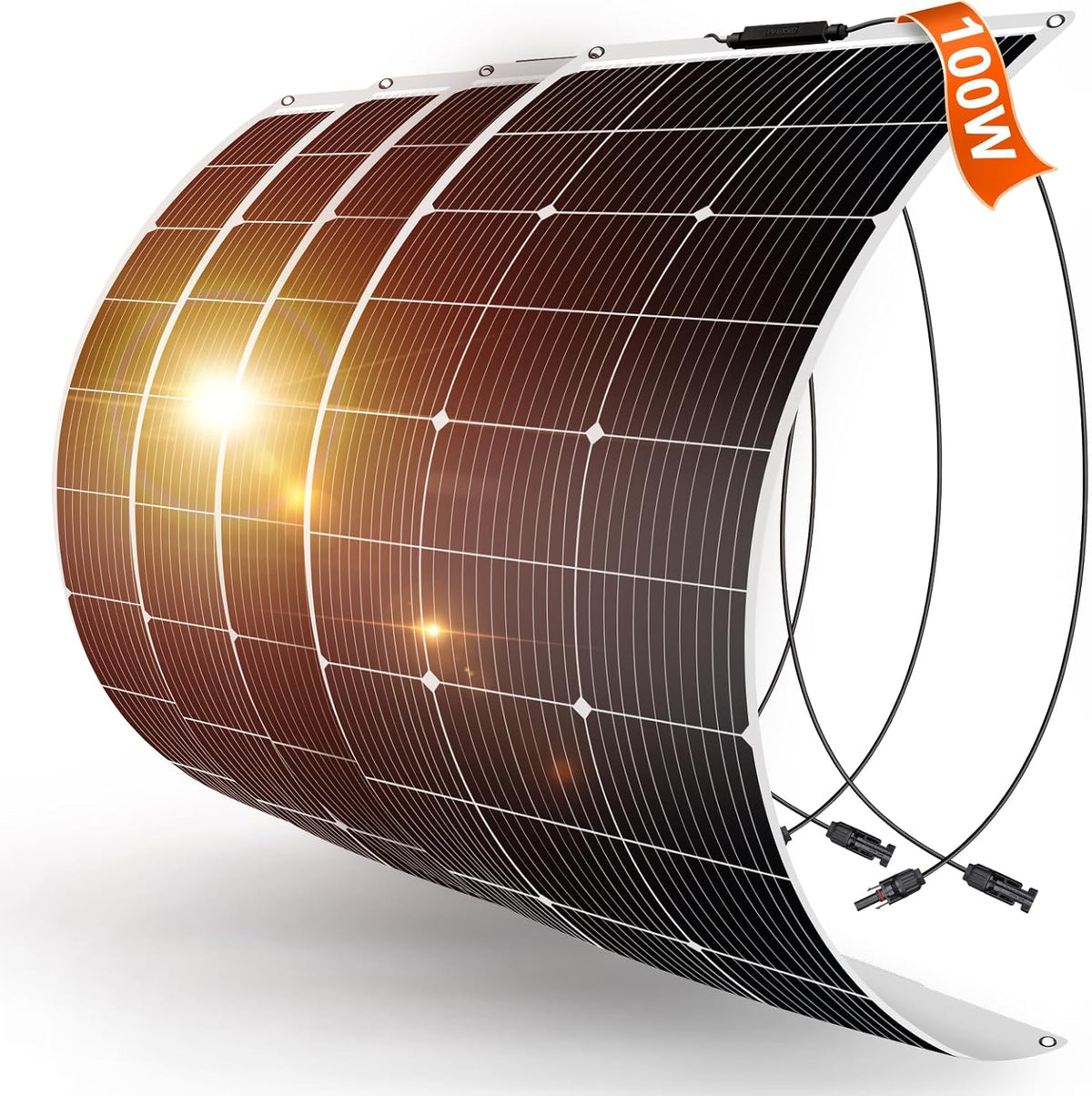 DOKIO Zonnepaneel, flexibel, 400 W, 4 x 100 W, monokristallijne zonnepanelen, ideaal voor camper, camping, tuinhuis