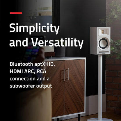 Fluance Ri71 Reference stereo aangedreven boekenplankluidsprekers met hoogwaardige AMT-tweeters, 5 inch drivers, 120 W versterker voor muziek, draaitafel, tv, pc - HDMI, Bluetooth, RCA en