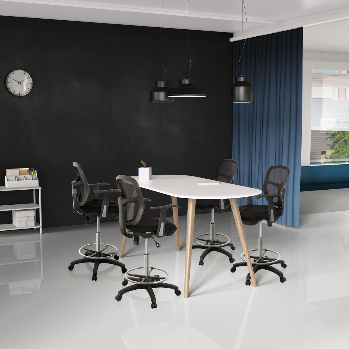 HJH OFFICE 760008 werkstoel TOP Work 108 netstof zwart ergonomische stoel met ring voetsteun