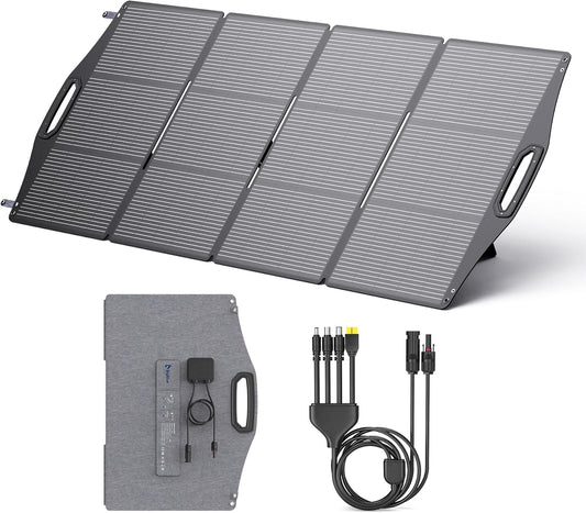 [N-Type zonnecel] BigBlue 200W ETFE zonnepaneel, opvouwbare zonnemodule met 5 verbindingstypen voor draagbaar energiestation en accu, IP68 zonnelader voor kamperen, tuin, balkon, caravan