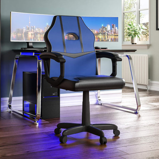 Gamingstoel – Bureaustoel – Gamestoel – Zwarte Blauw Stoel – Comfortabel – Verstelbare Hoogte & 360° Swivel