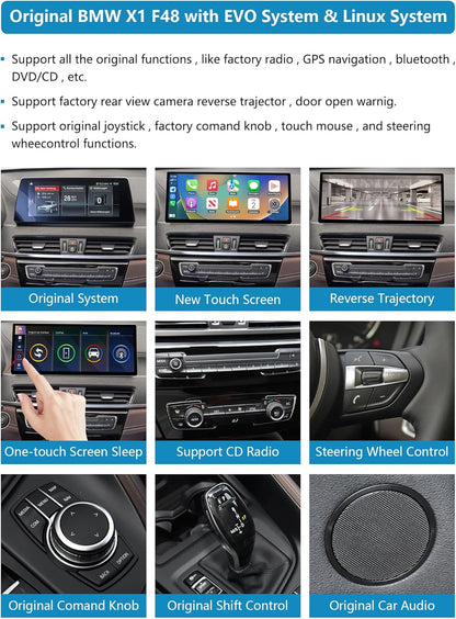 Autoradio – 12,3 Inch Touchscreen – Multimedia Systeem – Navigatie Radio – Draadloze Carplay Android Auto – Compatibel Met BMW X1 F48 2016-2022 – Mirrorlink Ondersteuning – Achteruitrijcamera Integratie