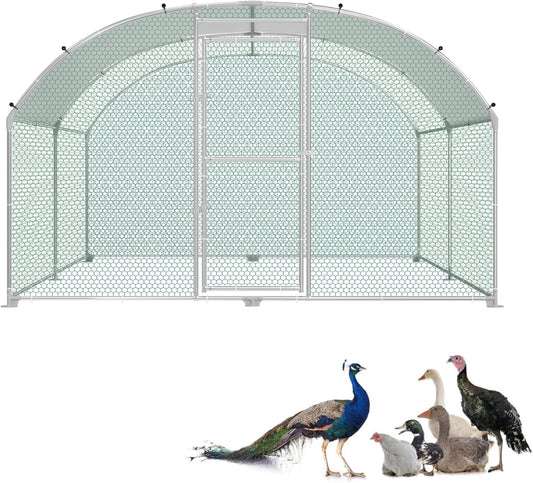 Buitenverblijf Kip – Kippenren – Vogelkooi – Dierenren – Konijnenhok – 3 x 2 Meter – Gegalvaniseerd Staal – Waterdicht Dak - QUORE