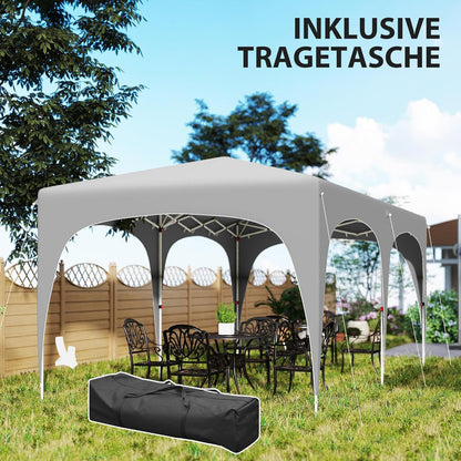 Outsunny Pavillon approx. 3x6m, wasserabweisend Stabil Winterfest Pop-up Faltpavillon, UV Schutz 50+, Faltbar Partyzelt Gartenzelt mit 6 Seitenteilen Tasche Gartenpavillon für Camping Garten, Hellgrau - QUORE