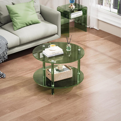 Acrylic Coffee Table, Small Round Modern Coffee Table for Living Room (Green)