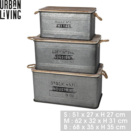 LOFT & METAAL CAISSE EN METAAL X3 S:51X27X27CM M:62X32X31CM L:68X35X35CM