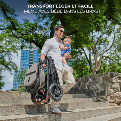 Kinderkraft ESME 3-in-1 autostoel met babydrager Mink Pro I-Size, reissysteem, babybuggy, opvouwbare kinderwagen, voor pasgeborenen tot 4 jaar, zwart