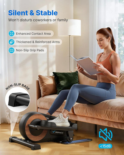 MERACH Mini Elliptical Trainer for Home, Undertable, Electric Cross Trainer with 8 Resistance Levels, Large Pedals, LCD Display, Silent and Portable for Seniors and Adults - QUORE