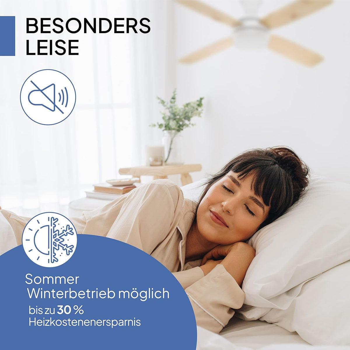 aireRyder Saturn plafondventilator met verlichting en afstandsbediening, stille ventilator met afstandsbediening en dimbare ledverlichting. Diameter 132 cm. Kleur: wit, draaivleugels in dennen/wit.
