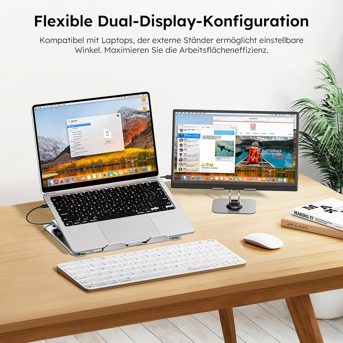 Portable Monitor 15.6" with Custom Stand, 1080P FHD Portable Monitor with Speaker, Ultra Slim USB-C & HDMI External Display for Laptop/PC/Mac/Xbox - with VESA Holes - QUORE