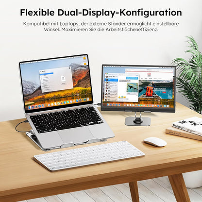 Portable Monitor 15.6" with Custom Stand, 1080P FHD Portable Monitor with Speaker, Ultra Slim USB-C & HDMI External Display for Laptop/PC/Mac/Xbox - with VESA Holes - QUORE