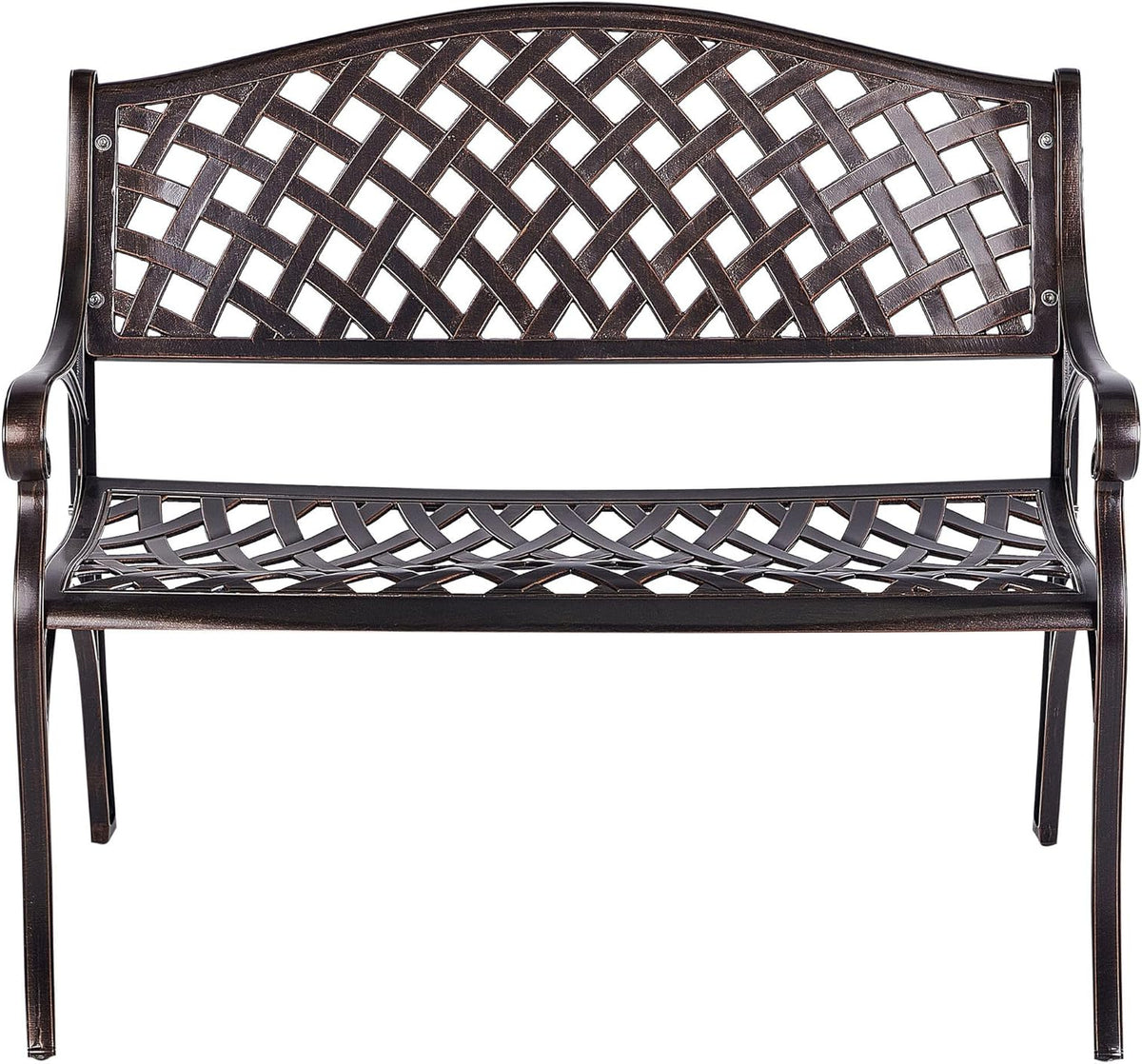 Vintage tuinbank bruin metaal 2-zits armleuningen Staggia - QUORE