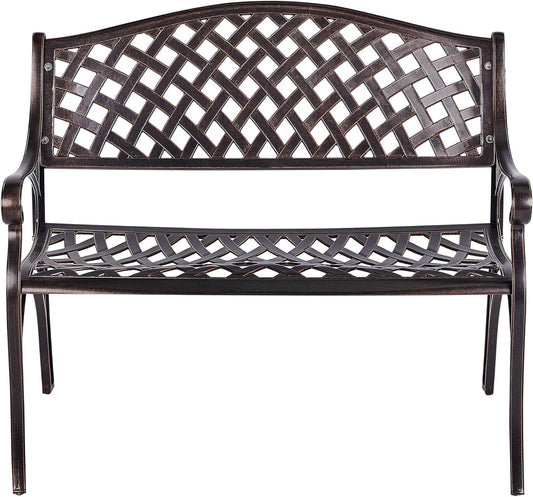 Vintage tuinbank bruin metaal 2-zits armleuningen Staggia - QUORE