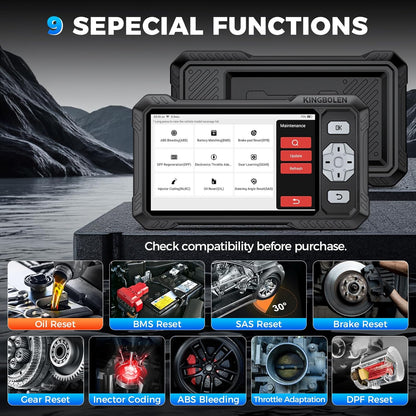 KINGBOLEN S608 OBD2 Code Reader, Auto Diagnostic Tool voor Motor/ABS/Airbag/AT,9 Reset Olie/Rem/ABS/Gear/Injector/BMS/DPF/TPMS/Throttle, OBD2 Scanner Lifetime Free Update, Kan FD Protocol