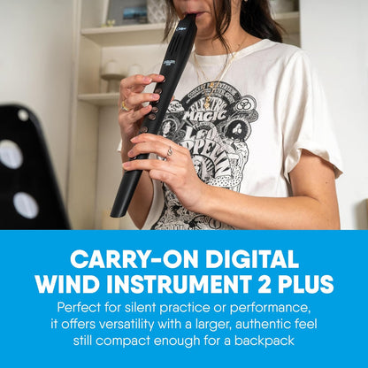 Carry-on Digitaal blaasinstrument 2 Plus- 20 stemmen, ingebouwde USB oplaadbare batterij, hoofdtelefoonuitgang voor stille oefening, Midi over Bluetooth digitale recorder, zwart