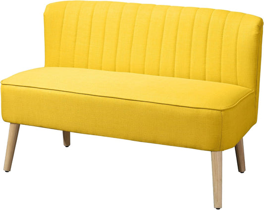 2-zitsbank – tweezitsbank – loveseat – zitbank – bankstel – Gele Kleur – Massief Houten Frame – Comfortabele Schuimvulling – Compact Design 117 cm