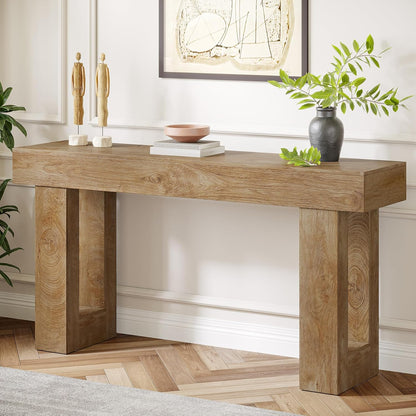 Tribesigns Narrow Console Table, 160 cm, Country Style, Sofa Table for Behind the Sofa, Natural Wood Look, Narrow Side Table for Hallway, Living Room and Entrance