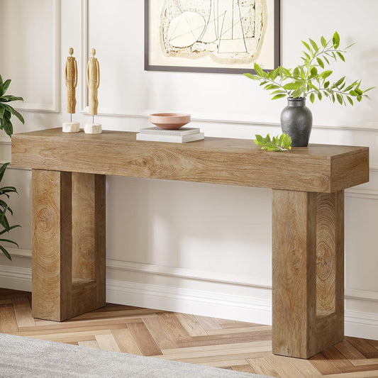 Tribesigns Narrow Console Table, 160 cm, Country Style, Sofa Table for Behind the Sofa, Natural Wood Look, Narrow Side Table for Hallway, Living Room and Entrance