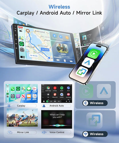 Autoradio – Inbouwradio – Multimedia Systeem – Navigatiesysteem – Touchscreen Radio – 9 Inch IPS-scherm – Draadloze CarPlay & Android Auto – HD Achteruitrijcamera met Nachtzicht