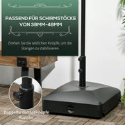 Parasolstandaard - Parasolvoet - met Wielen - voor Ø38-48 mm Parasolstang - Zand of Water Vulbaar - Metaal - 54.5 x 48 cm - Zwart