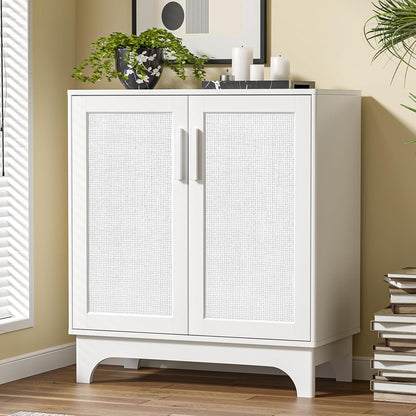 Rotan sideboard, keukenkast met verstelbare planken, landelijke stijl, buffetkast, hout, opbergkast, kantelbeveiliging, kast voor keuken, woonkamer, eetkamer, hal, 80 x 40 x 89 cm