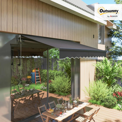 Outsunny klemmarkise mit Handkurbel elektrisch höhenverstellbar Gelenkarmmarkise Markise Sonnenschutz UV 30+ Balkonmarkise incl. Wandhalterung Sonnenmarkise 300cm breit für Terrasse Balcony Dunkelgrau