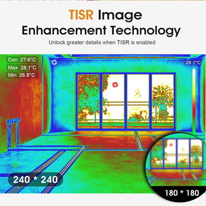 Handheld warmtebeeldcamera, 96 x 96 IR thermische beeldcamera, 25 Hz TISR 240 x 240, -20 °C tot 550 °C, NETD ≤60 mK, infrarood camera, thermocamera voor HVAC, huisonderhoud, lekkageinspectie
