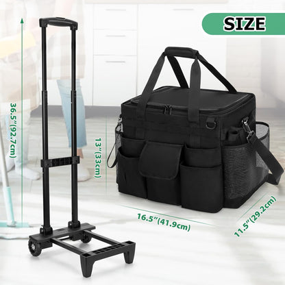 Schoonmaak Kar – Schoonmaak Trolley – Schoonmaakwagen – Schoonmaak Caddy – Zwart – Ruime Opbergruimte – Verstelbare Hoogte