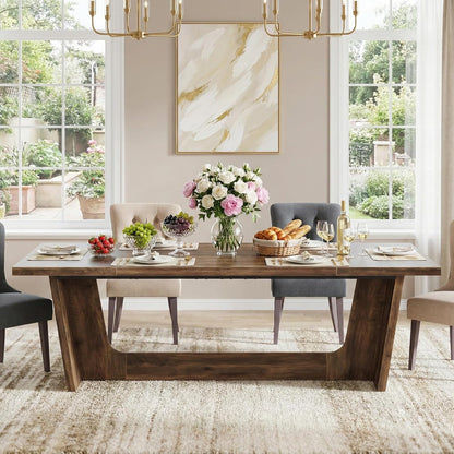 Lailang 180cm Eettafel, Eetkamertafel Rechthoekige, Industrial Dining Table, Houten Eettafel, Dining Table For 6 8, Large Dining Room Table, 180 x 80 x 76 cm, Rustic Brown