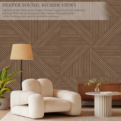 Akoestische panelen – Geluidsabsorberende panelen – Geluiddempende wandpanelen – Akoestische wandpanelen – Decoratieve wandpanelen – Teak, Set van 6 – Zelfklevend – Polyestervezel met hoge dichtheid