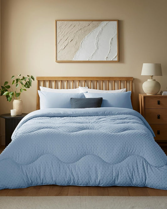Night Lark - Coverless Dekbedovertrek - 10,5 TOG - Tweepersoons - Tufted Dot Collection - Luxe beddengoed - Hypoallergeen - Machine Wasbaar - Dusk Blue