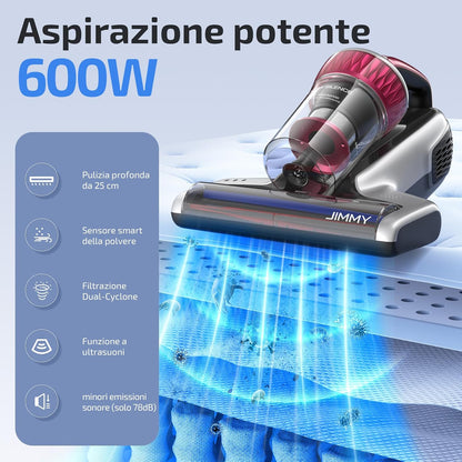 Draagbare Mijtenstofzuiger – Matrasstofzuiger – Bedstofzuiger – Stofmijtstofzuiger – Allergiestofzuiger – 600 W Krachtige Zuigkracht – UV- En Ultrasone Sterilisatie