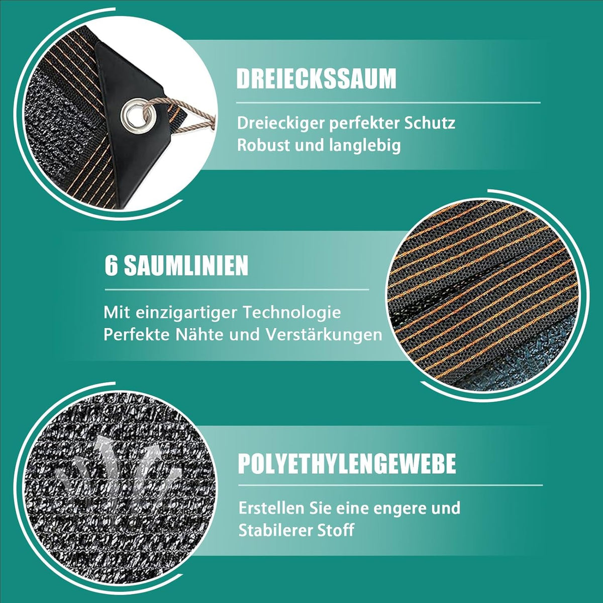 Schaduwnet met inslagringen, 70% schaduwnet, 10 x 10 m, beschermingsnet, uv- en winddicht, herbruikbaar zonnezeil voor kassen, pergola's, tuinen, balkons en kippenhokken.