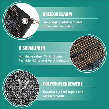 Schaduwnet met inslagringen, 70% schaduwnet, 10 x 10 m, beschermingsnet, uv- en winddicht, herbruikbaar zonnezeil voor kassen, pergola's, tuinen, balkons en kippenhokken.