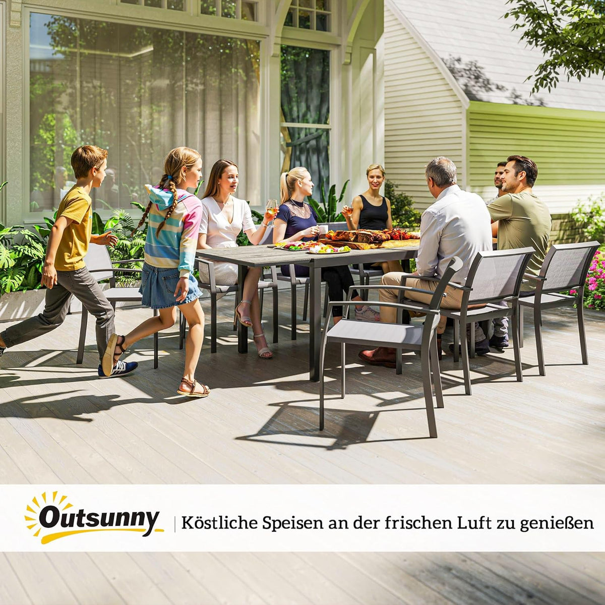 Uitschuifbare Tuintafel – Tuinmeubel – Terrastafel – Balkon Tafel – Eettafel Buiten – Weerbestendig – 160-240x90 cm – Kunststof Houtlook