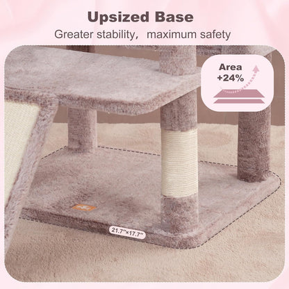 Krabpaal Kat – Krabboom – Kattenmeubel – Klimpaal – Kattenkrabpaal – Smoke Grey – Stevig Sisal – Meerdere Ligplaatsen - QUORE