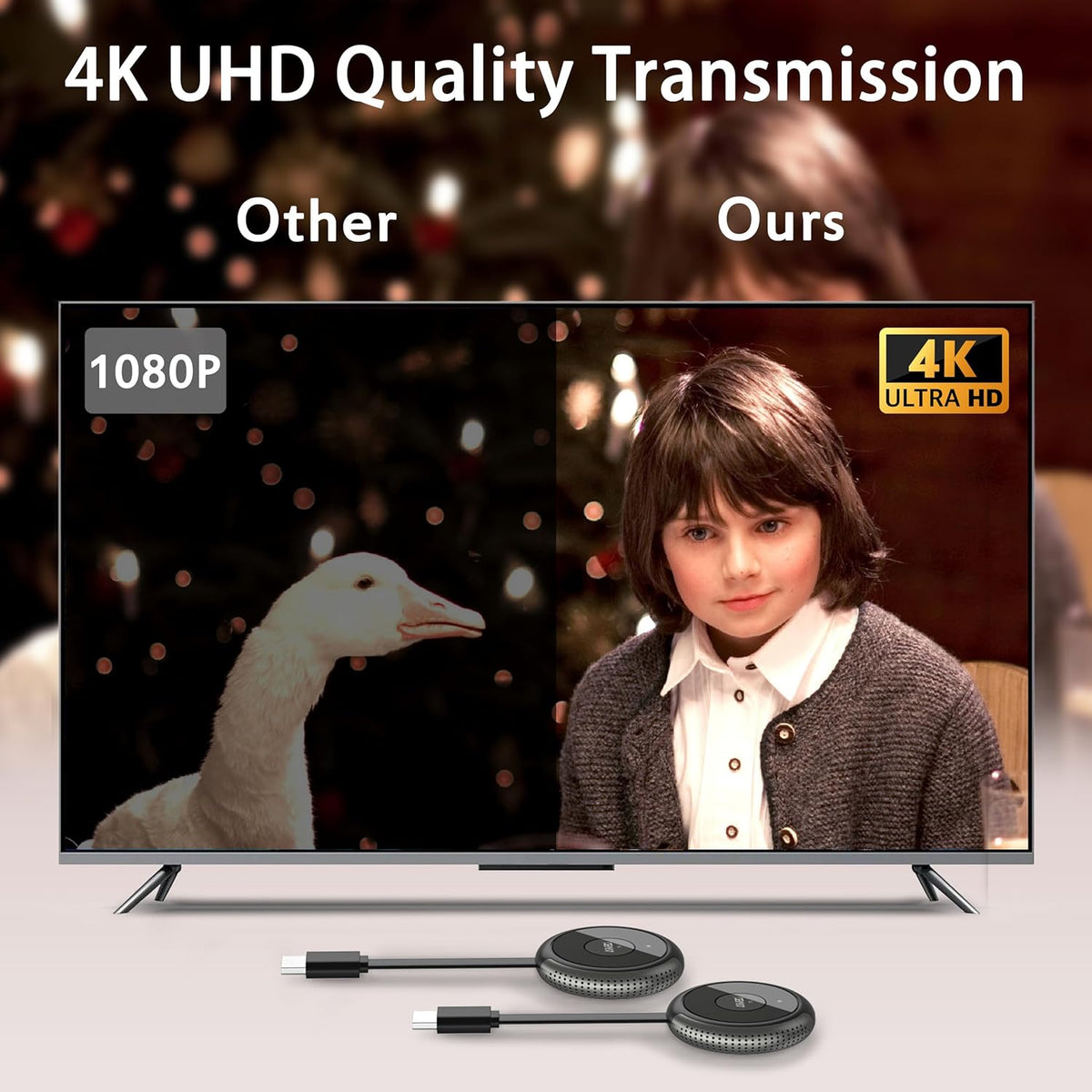 HDMI draadloze Zender en Ontvanger, 4K Draadloze HDMI Extender 5G HDMI Draadloos Overdragen en Ontvanger 50M Afstand met Externe Antenne Streaming Video&Audio voor Laptop, Camera, PC, Projector, TV