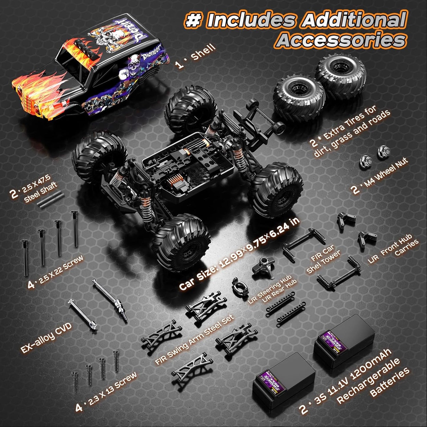 1/14 Brushless RC Auto – RC Wagen – RC Truck – RC Modelauto – RC Buggy – 70 km/u Topsnelheid – Olie Schokdempers - QUORE