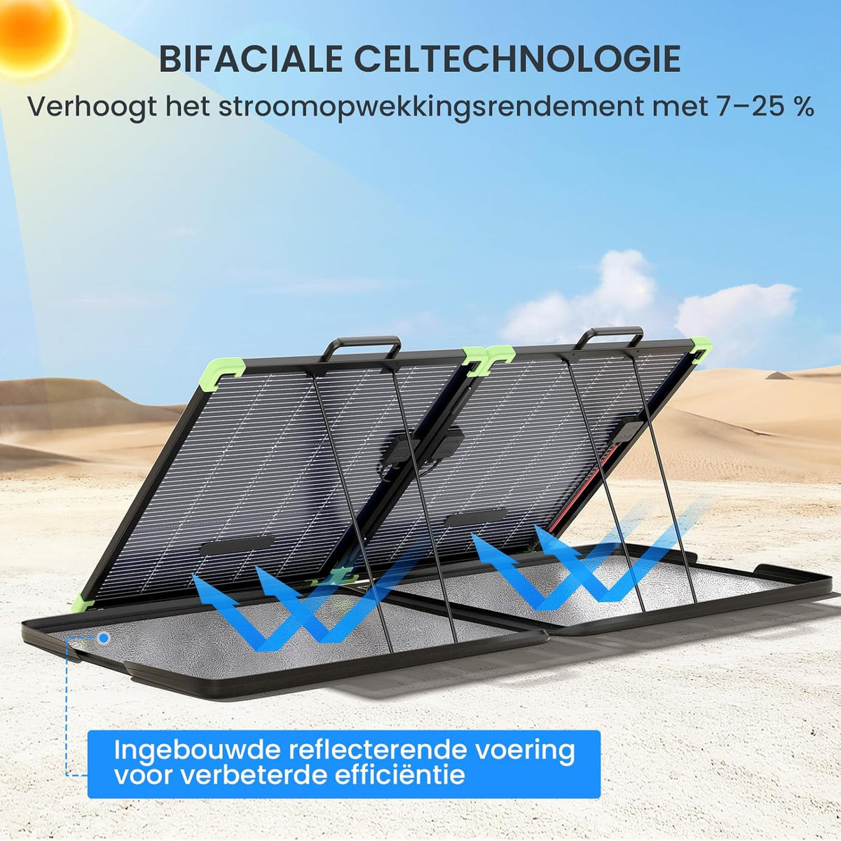 Draagbaar zonnepaneel, opvouwbaar, bifacial, 100 W, N-Type 16BB 21,8 V, monokristallijne zonnepanelen, voor energiecentrale, buiten, tuin, balkon, camping, caravan (100 W)