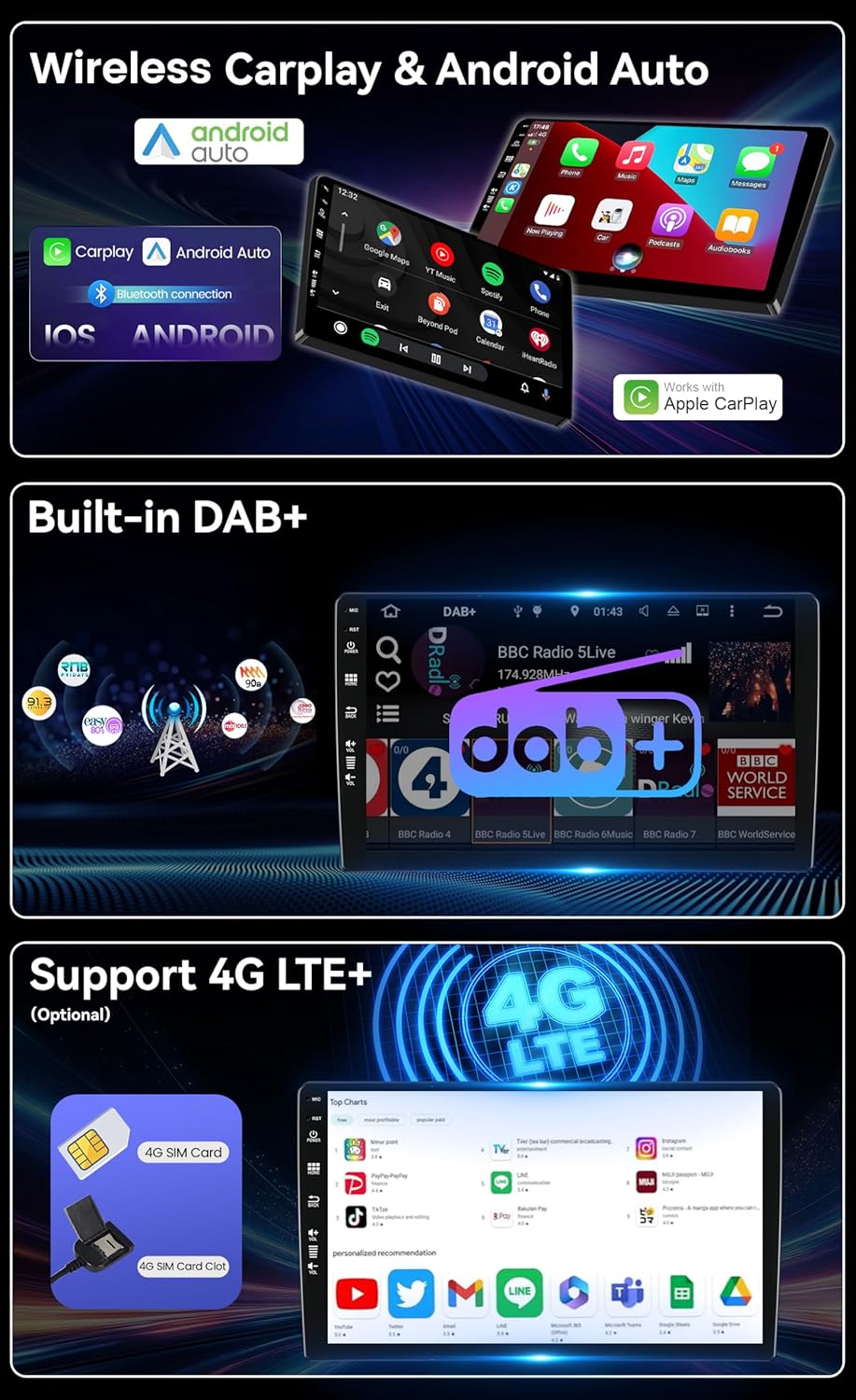 MSD Ingebouwd DAB - Autoradio Voor Mercedes-Benz W163 ML320 ML350 ML400 ML500 (1998-2002) | Android 15 GPS Navi Radio | CarPlay Android Auto Stuurwiel DSP | MIC Camera | 4G+64G Octa-Core 2 Din 9 Inch