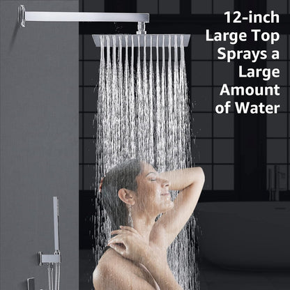 Douchekraan – Douchesysteem – Thermostaatkraan – Douchemengkraan – Regendouche – Inbouw – 30 cm Regendouchekop – Messing & Chroom