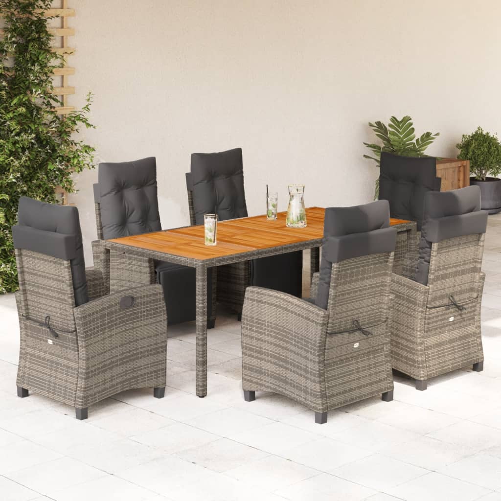 Loungebank – Loungeset – Tuinbank – Buitenbank – Tuinmeubel – Verstelbare Rugleuning – Weerbestendig PE-Rattan Grijs
