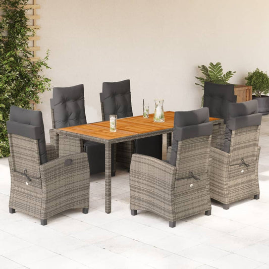 Loungebank – Loungeset – Tuinbank – Buitenbank – Tuinmeubel – Verstelbare Rugleuning – Weerbestendig PE-Rattan Grijs