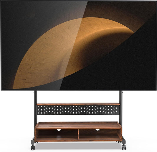 Tv-Standaard – Televisiestandaard – Vloerstandaard – Tv-Rolwagen – Verrijdbare Tv-Standaard Met Wieltjes – Voor 70-100 Inch Tv's – In Hoogte Verstelbaar, Max. 80 Kg