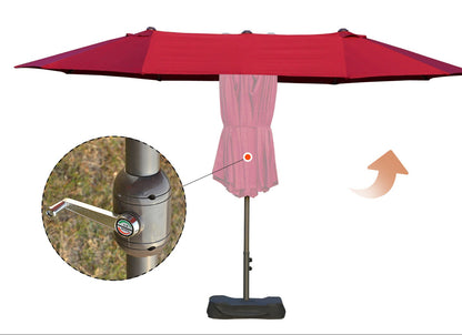 XXL Parasol – Tuinparasol – Terrasparasol – Zonneparasol – Balkonparasol – Bordeauxrood – Extra Groot 4,6 x 2,7 m – Staal Frame Met Ballastzakken
