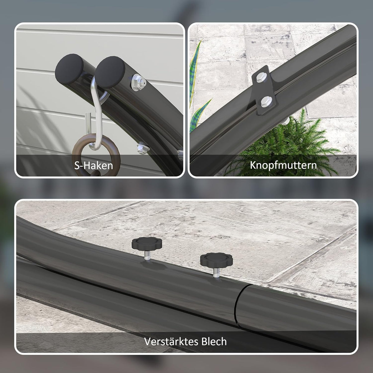 Outsunny Gestell für Hängesessel in C-Form Metall Ständer mit Sockel für Hängesitz Hängestuhl, Hängeschaukel Hängemattengestell bis 150 kg, Hängestuhlgestell für Indoor Outdoor Balcony, Terrasse - QUORE