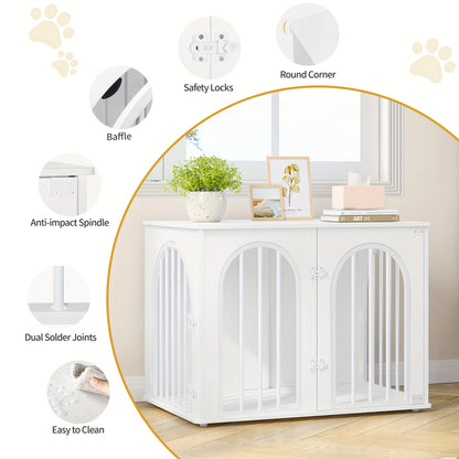 Hondenbench – Hondenkooi – Kennel – Hondenhok – Huisdierbench – Ruim 80x56x61 cm – Stijlvol met Zijtafeltje en Verstelbare Poten – Stevige Roestvrijstalen Constructie
